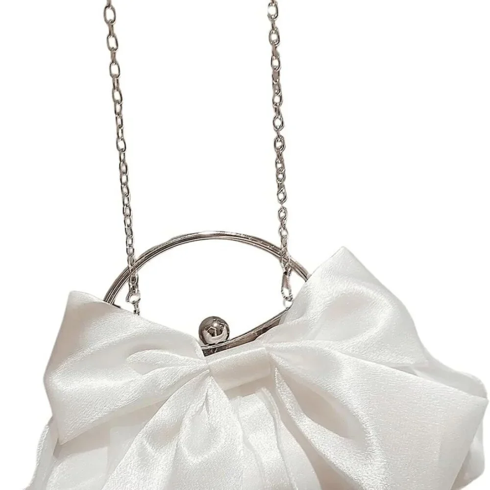 Women's Polyester Bow Decor Clutch Evening Crossbody Handbag